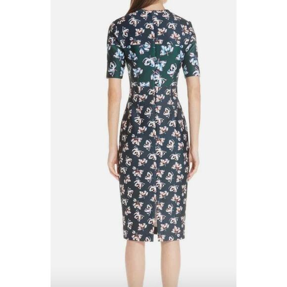 Yigal Azrouel Scuba Knit Floral Midi Dress Grommets Flattering Women's 2 - Picture 4 of 14
